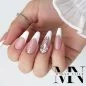 Preview: Dark Nude Edel Nageldesign mit Strasssteinen - Russische Mandel
