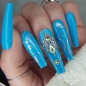 Preview: Sommernägel - Summer Naildesign Ideen - Neonblau Folien Silber Overlays gitter
