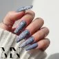 Preview: Grau Blau Nägel mit Scheeflocken - Winter Nageldesign