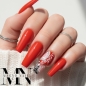 Preview: Knallrote Nägel - Rotes Nageldesign mit schwarz - Luxus Nägel