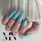 Preview: Neon Türkis Winter Nägel in Marmor Technik - Nageldesign Ideen