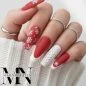 Preview: Rote Winter Nägel matt - Schneeflocken French
