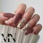 Preview: Farbgel Braun - Herbst Nägel - Nageldesign ideen mit Blätter gold