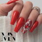 Preview: Luxus Rote Nägel - Strasssteine Nails Luxe