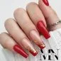 Preview: Rote Nägel - mit Gold Flakes Goldfolie Nageldesign Ideen