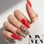 Preview: Sexy Red - Knall Rote Nägel mit Leomuster - Nageldesign Ideen
