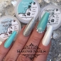 Preview: Sommernägel - Naiart Idee - Mint weiss Silber Glitter 