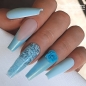 Preview: Hellblau Pearl Gold Pailetten Nageldesign Ideen - Sommernägel - Sommer Nägel