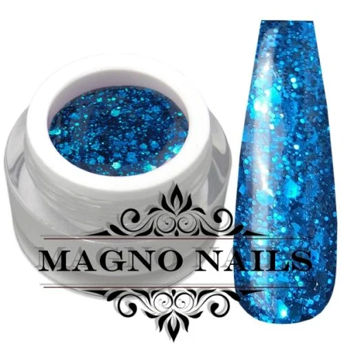 Wunderschönes UV Gel mit blauen Metallic Glitter