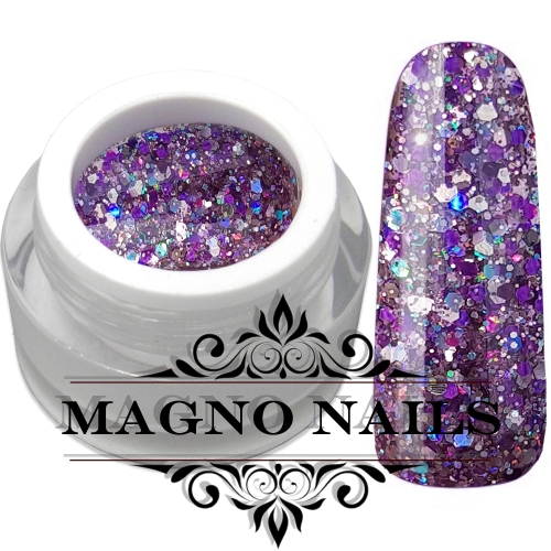 Glitzergel mit Paletten Hologramm lila Nageldesign Nägel
