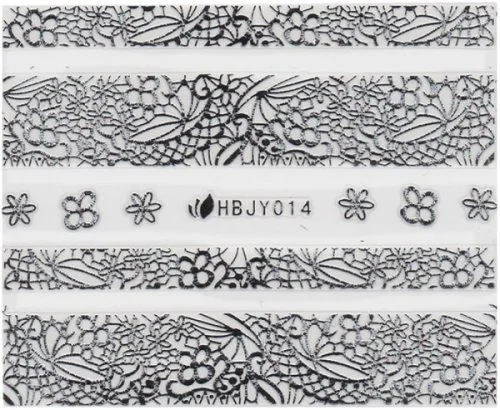 3D Lace Metallic Sticker - silber Ornamente Seblstklebende Aufkleber Nagelsticker Nagelaufkleber