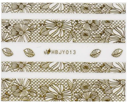 3D Lace Metallic Sticker - gold Ornamente Seblstklebende Aufkleber Nagelsticker Nagelaufkleber