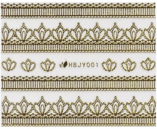 3D Lace Metallic Sticker - gold Ornamente Seblstklebende Aufkleber Nagelsticker Nagelaufkleber