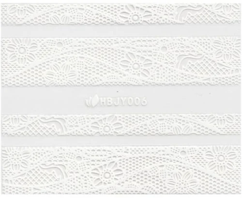 3D Lace Metallic Sticker - weiß Ornamente Seblstklebende Aufkleber Nagelsticker Nagelaufkleber