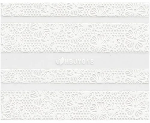 3D Lace Metallic Sticker - weiß Ornamente Seblstklebende Aufkleber Nagelsticker Nagelaufkleber