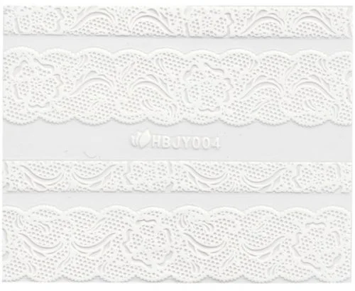 3D Lace Metallic Sticker - weiß Ornamente Seblstklebende Aufkleber Nagelsticker Nagelaufkleber