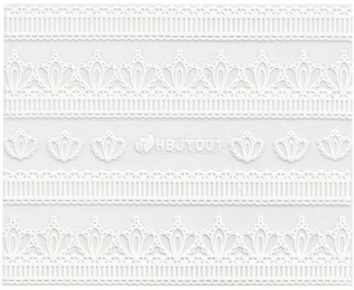 3D Lace Metallic Sticker - weiß Ornamente Seblstklebende Aufkleber Nagelsticker Nagelaufkleber