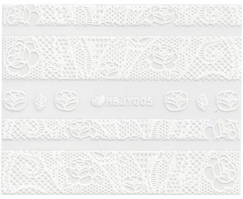 3D Lace Metallic Sticker - weiß Ornamente Seblstklebende Aufkleber Nagelsticker Nagelaufkleber