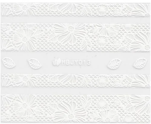 3D Lace Metallic Sticker - weiß Ornamente Seblstklebende Aufkleber Nagelsticker Nagelaufkleber