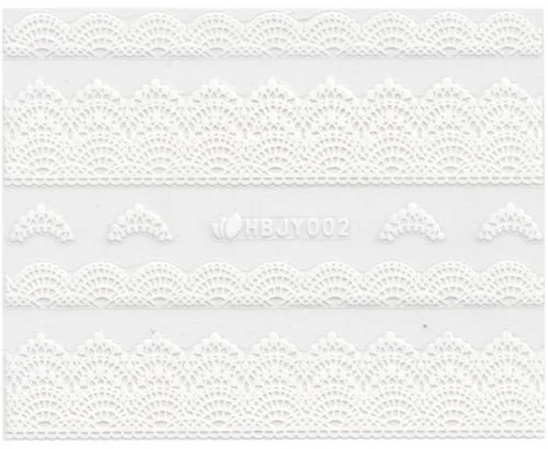 3D Lace Metallic Sticker - weiß Ornamente Seblstklebende Aufkleber Nagelsticker Nagelaufkleber