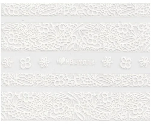 3D Lace Metallic Sticker - weiß Ornamente Seblstklebende Aufkleber Nagelsticker Nagelaufkleber