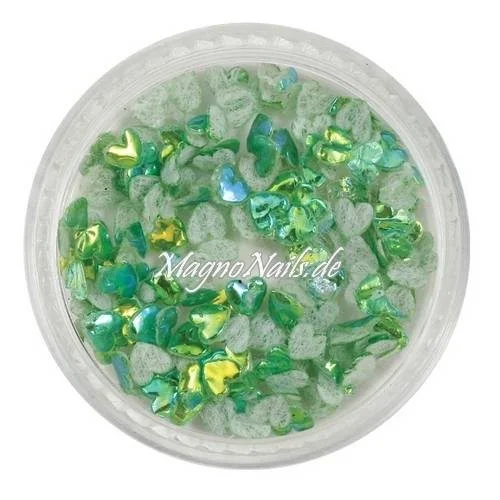 3D Einlegemotive - Shapes - Herzen grün 5 mm Nail Art Soft Einleger