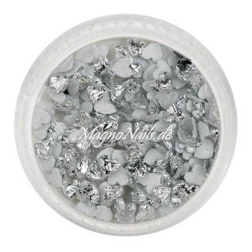3D Einlegemotive - Shapes - Herzen silber 5 mm Nail Art Soft Einleger