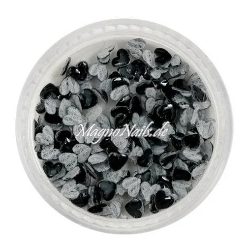 3D Einlegemotive - Shapes - Herzen schwarz 5 mm Nail Art Soft Einleger