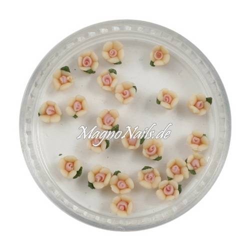 3D Einlegemotive - Keramik Blumen natur 3mm Nail Art Nailart Schmuck