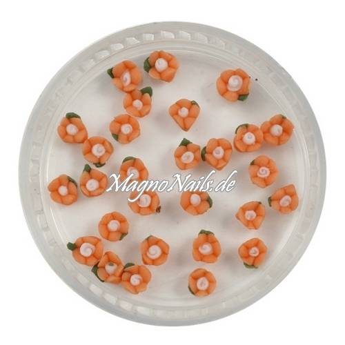 3D Einlegemotive - Keramik Blumen orange 3mm Nail Art Nailart Schmuck