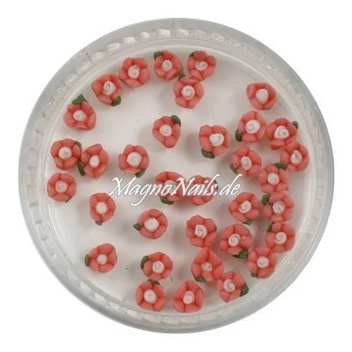 3D Einlegemotive - Keramik Blumen rot 3mm Nail Art Nailart Schmuck