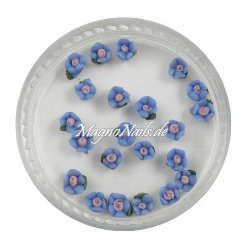 3D Einlegemotive - Keramik Blumen dunkelblau 3mm Nail Art Nailart Schmuck