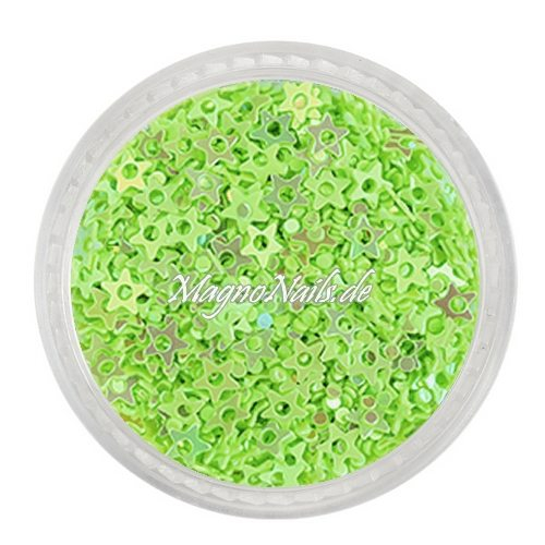 Glitter Shapes - Einlegemotive - Sternchen gelocht apfelgrün Nail Art Nails Nagel Nögel Nailart Einleger