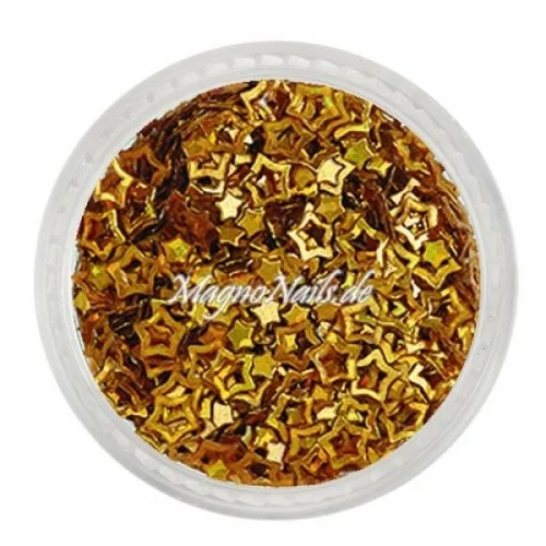 Glitter Shapes - Einlegemotive - Sterne gelocht gold hologramm Nail Art Nails Nagel Nögel Nailart Einleger