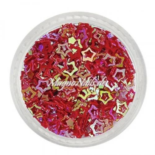 Glitter Shapes - Einlegemotive - Sterne gelocht weinrot Nail Art Nails Nagel Nögel Nailart Einleger