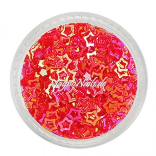 Glitter Shapes - Einlegemotive - Sterne gelocht korallenrot Nail Art Nails Nagel Nögel Nailart Einleger