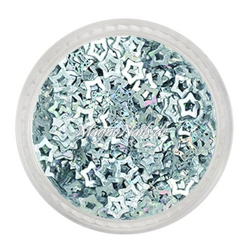 Glitter Shapes - Einlegemotive - Sterne gelocht silber hologramm Nail Art Nails Nagel Nögel Nailart Einleger