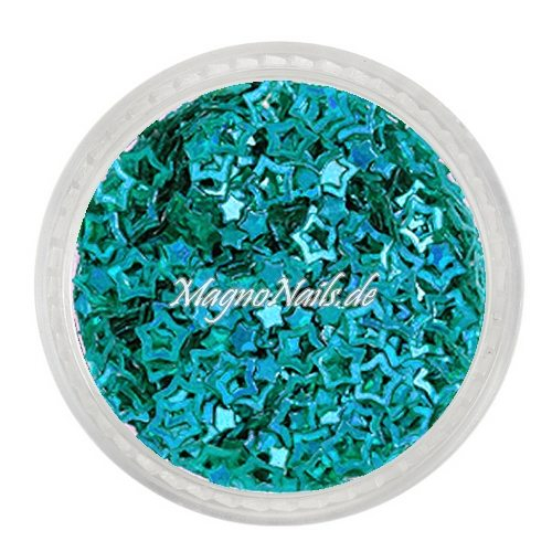 Glitter Shapes - Einlegemotive - Sterne gelocht türkis hologramm Nail Art Nails Nagel Nögel Nailart Einleger