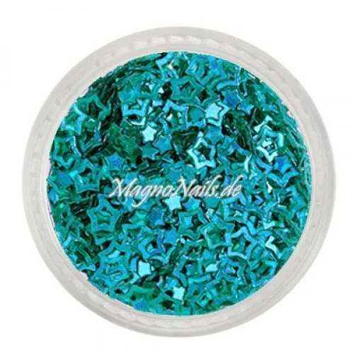 Glitter Shapes - Einlegemotive - Sterne gelocht türkis hologramm Nail Art Nails Nagel Nögel Nailart Einleger