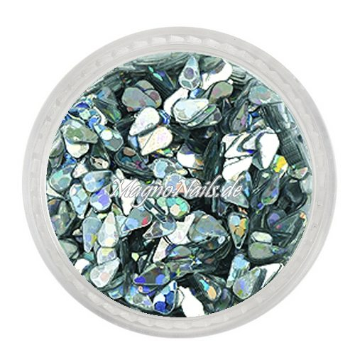 Glitter Shapes - Einlegemotive - Tropfen silber hologramm Nail Art Nails Nagel Nögel Nailart Einleger