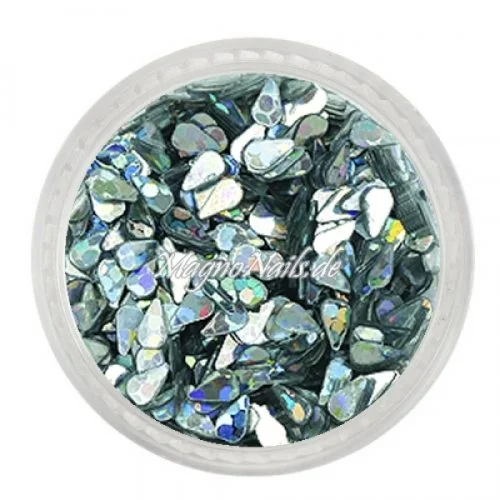 Glitter Shapes - Einlegemotive - Tropfen silber hologramm Nail Art Nails Nagel Nögel Nailart Einleger
