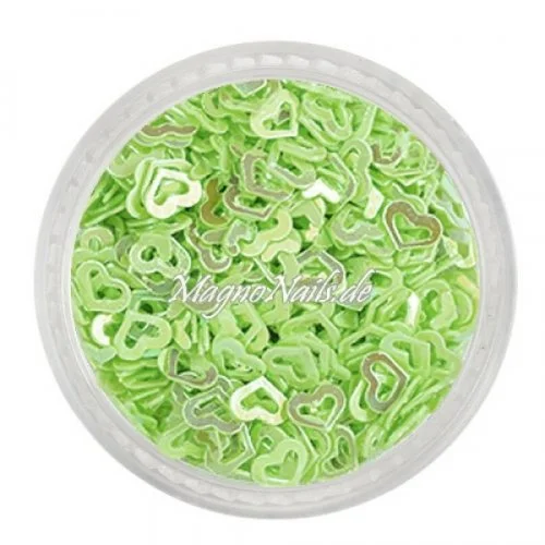 Glitter Shapes - Einlegemotive - Herzen gelocht apfelgrün Nail Art Nails Nagel Nögel Nailart