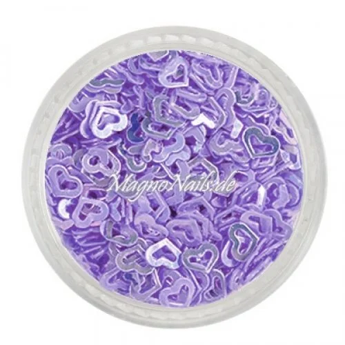 Glitter Shapes - Einlegemotive - Herzen gelocht lavendel Nail Art Nails Nagel Nögel Nailart