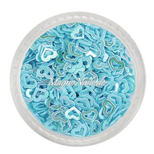 Glitter Shapes - Einlegemotive - Herzen gelocht hellblau Nail Art Nails Nagel Nögel Nailart