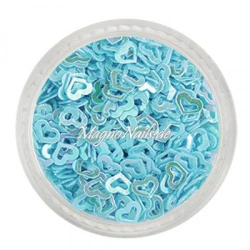 Glitter Shapes - Einlegemotive - Herzen gelocht hellblau Nail Art Nails Nagel Nögel Nailart