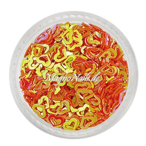 Glitter Shapes - Einlegemotive - Herzen gelocht orange Nail Art Nails Nagel Nögel Nailart