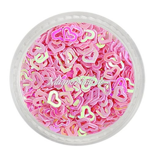 Glitter Shapes - Einlegemotive - Herzen gelocht pink Nail Art Nails Nagel Nögel Nailart