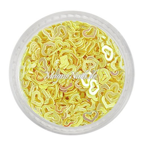 Glitter Shapes - Einlegemotive - Herzen gelocht gelb Nail Art Nails Nagel Nögel Nailart