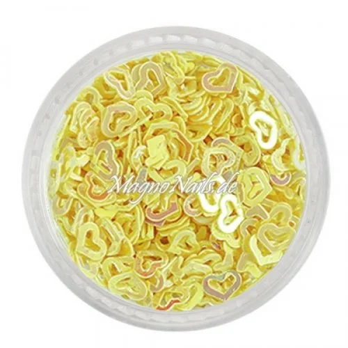 Glitter Shapes - Einlegemotive - Herzen gelocht gelb Nail Art Nails Nagel Nögel Nailart