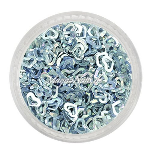 Glitter Shapes - Einlegemotive - Herzen gelocht silber hologramm Nail Art Nails Nagel Nögel Nailart